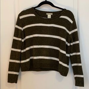 Green/White Stripe Cropped Sweater